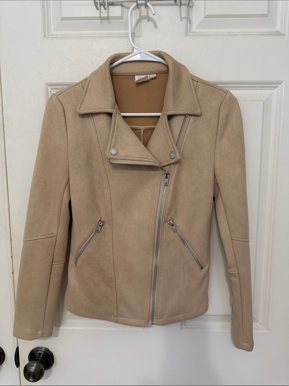 Adyson Parker Beige Faux Suede Moto Jacket size XS